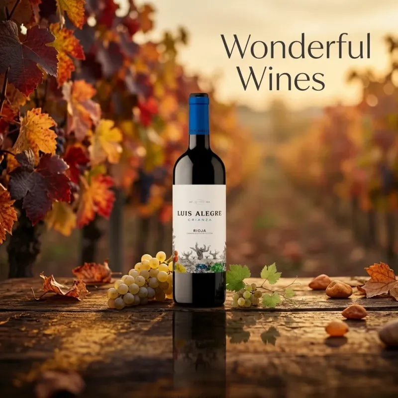 Botella de vino tinto Luís Alegre Crianza DOCa Rioja elaborado con Tempranillo