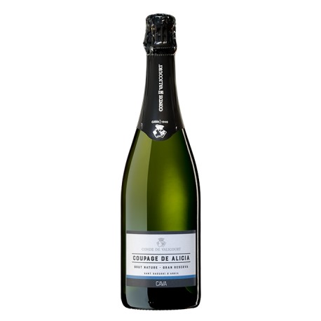 Ampolla de Cava Alicia de Conde de Valicourt, un cava artesà de Sant Sadurní d'Anoia per a un aperitiu de primavera.