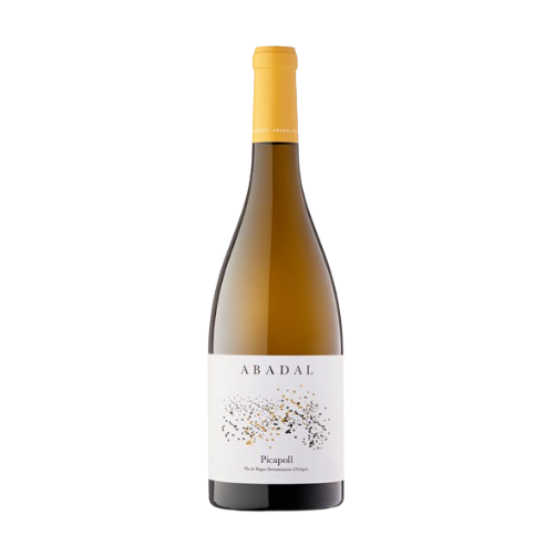 Ampolla de vi blanc Abadal Picapoll, el vi de varietat autòctona de la D.O. Pla de Bages, fresc i ideal per maridar amb una sardinada de la revetlla de Sant Joan a Wonderful Wines.