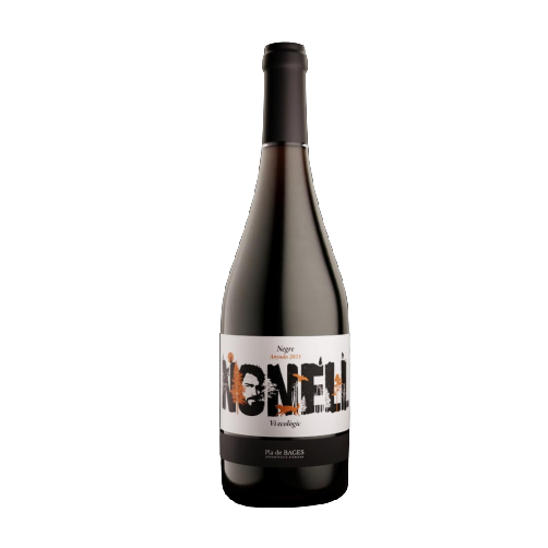 Ampolla de vi negre Nonell, creat en col·laboració per Vinalium Manresa i Celler Collbaix. L'ampolla mostra l'etiqueta artística amb traços inspirats en l'obra de Josep Maria Doix, contrastant amb el color fosc i intens del vi negre de varietats locals del Bages.