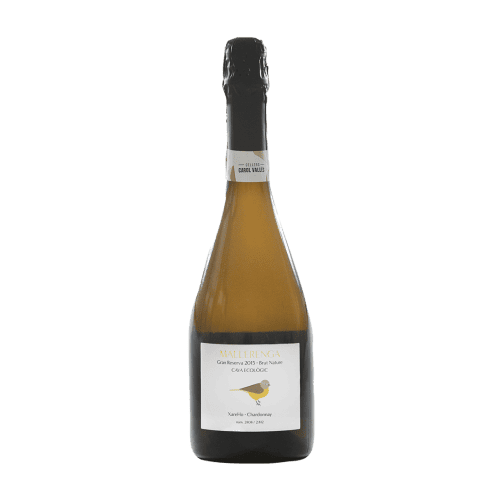 Botella de Cava Mallerenga Brut Nature, espumoso ecológico de Chardonnay de Carol Vallès disponible a la venta.