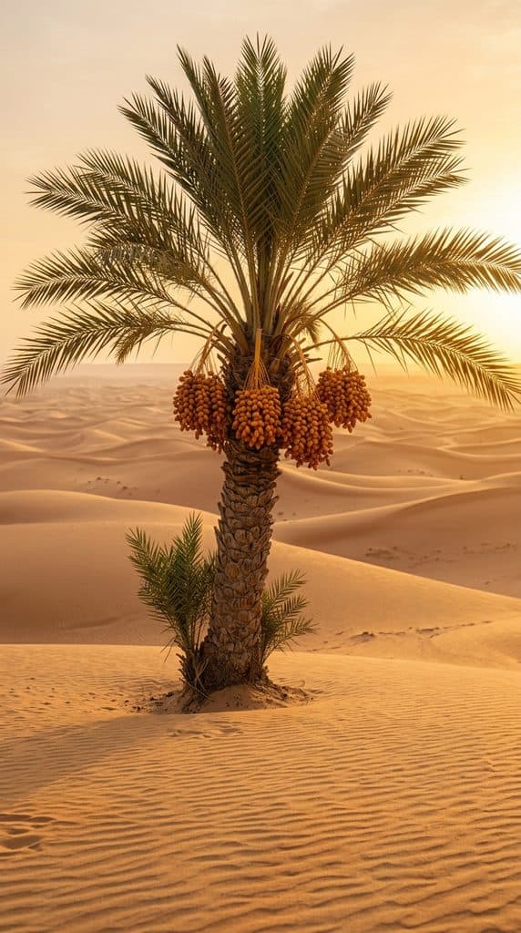 Palmera datilera en un paisaje del norte de África